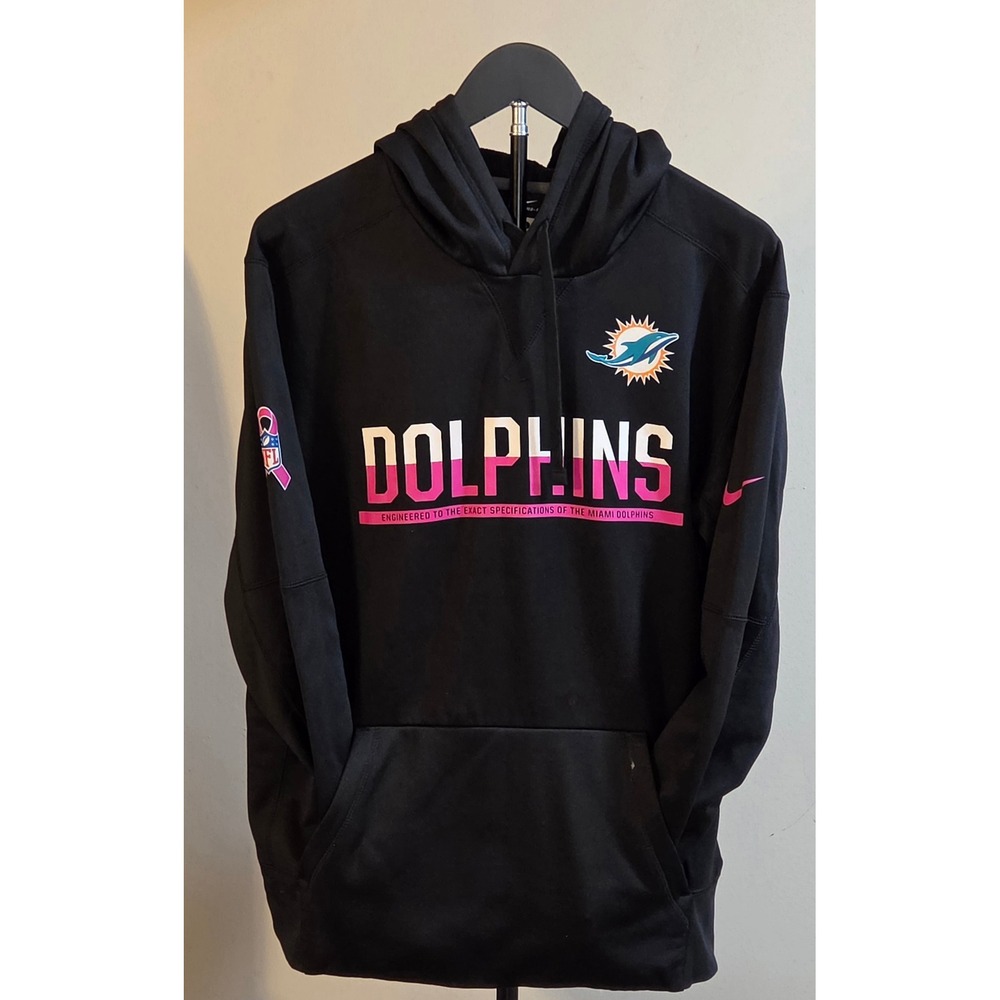 Nike Therma-Fit Miami Dolphins Pullover Hoodie Women's Size L Black